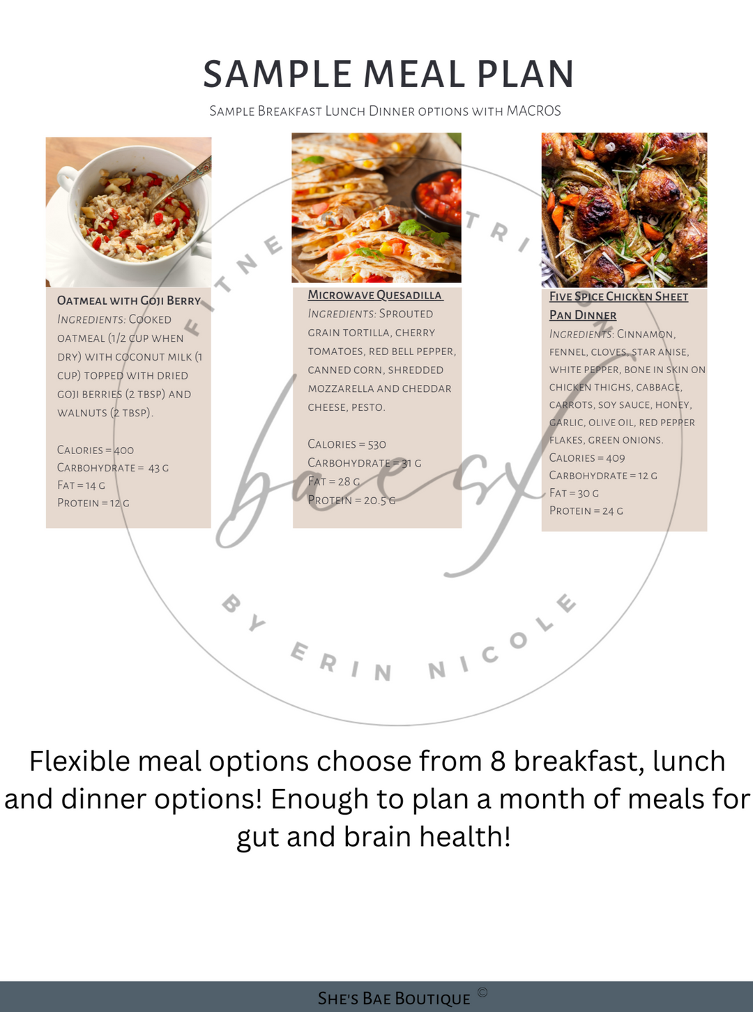 BAESX Flexible Meal Plan #1 + Bonuses