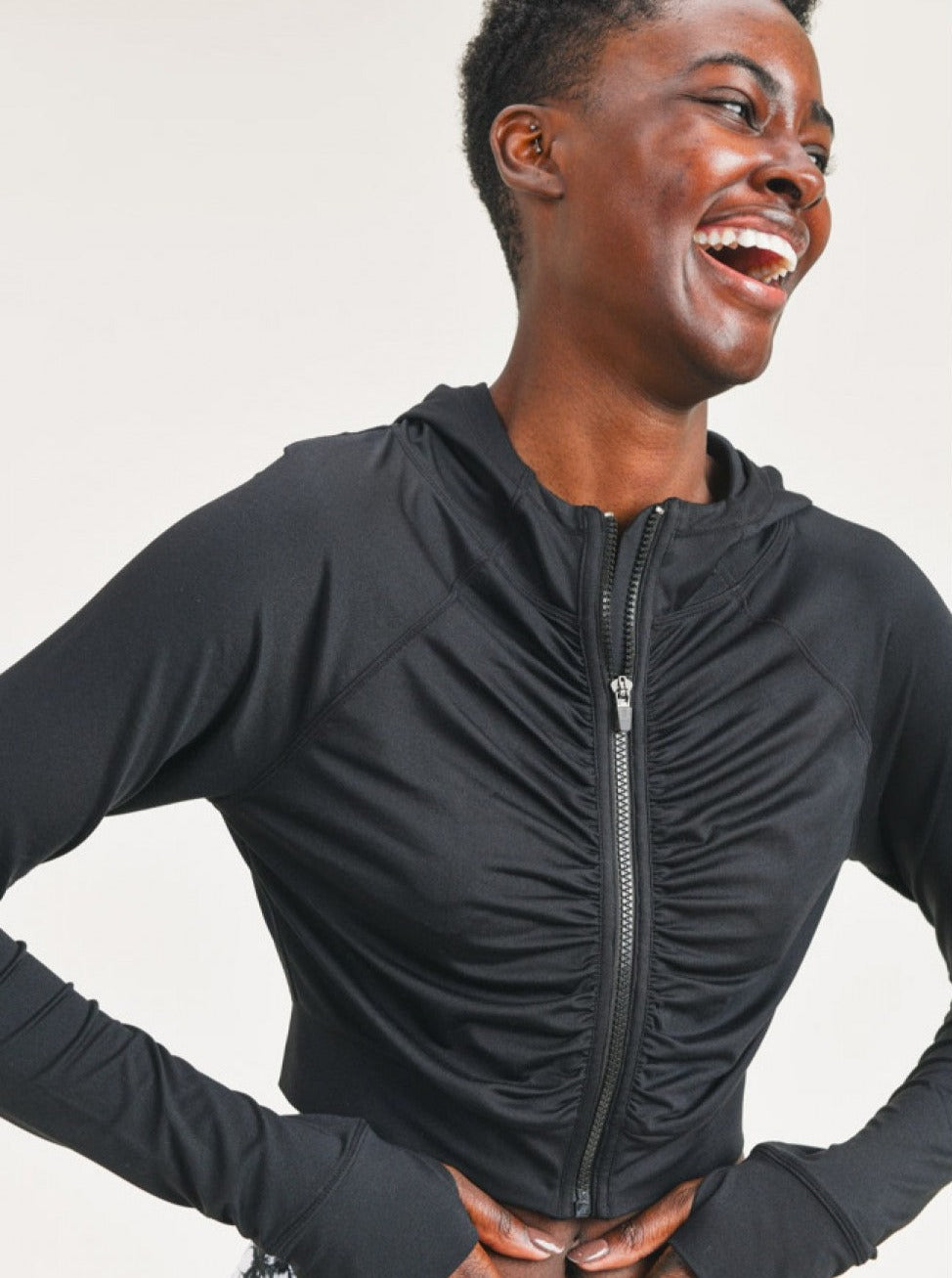 Ruched Cropped Hoodie (Eco Friendly)