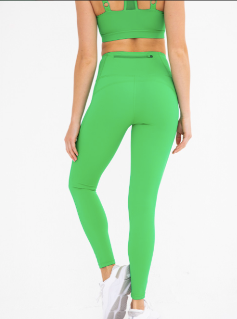 Vivid Green Essential Lycra-Blend Highwaist Leggings