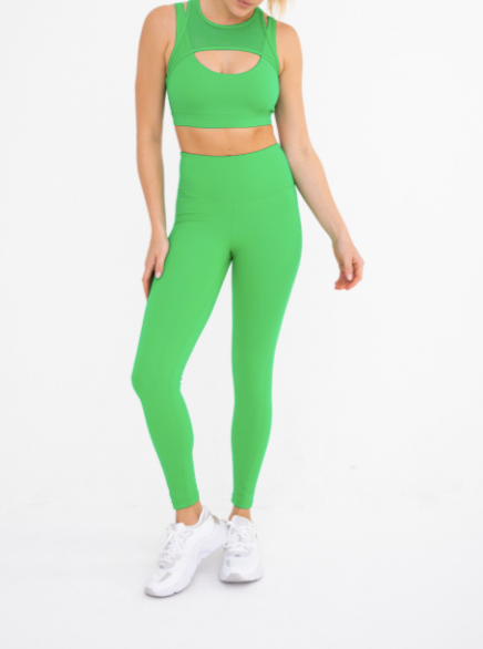 Vivid Green Essential Lycra-Blend Highwaist Leggings