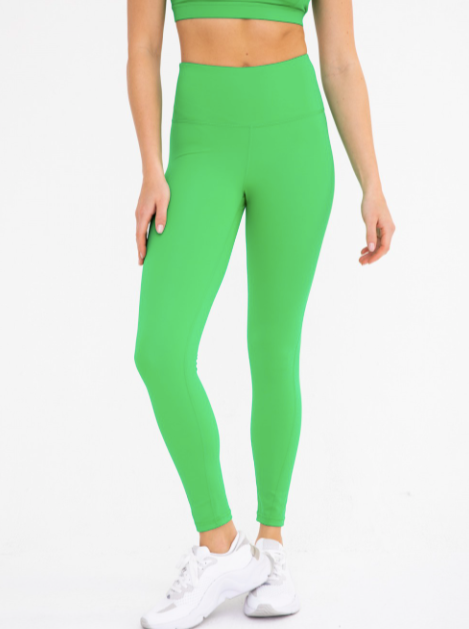 Vivid Green Essential Lycra-Blend Highwaist Leggings