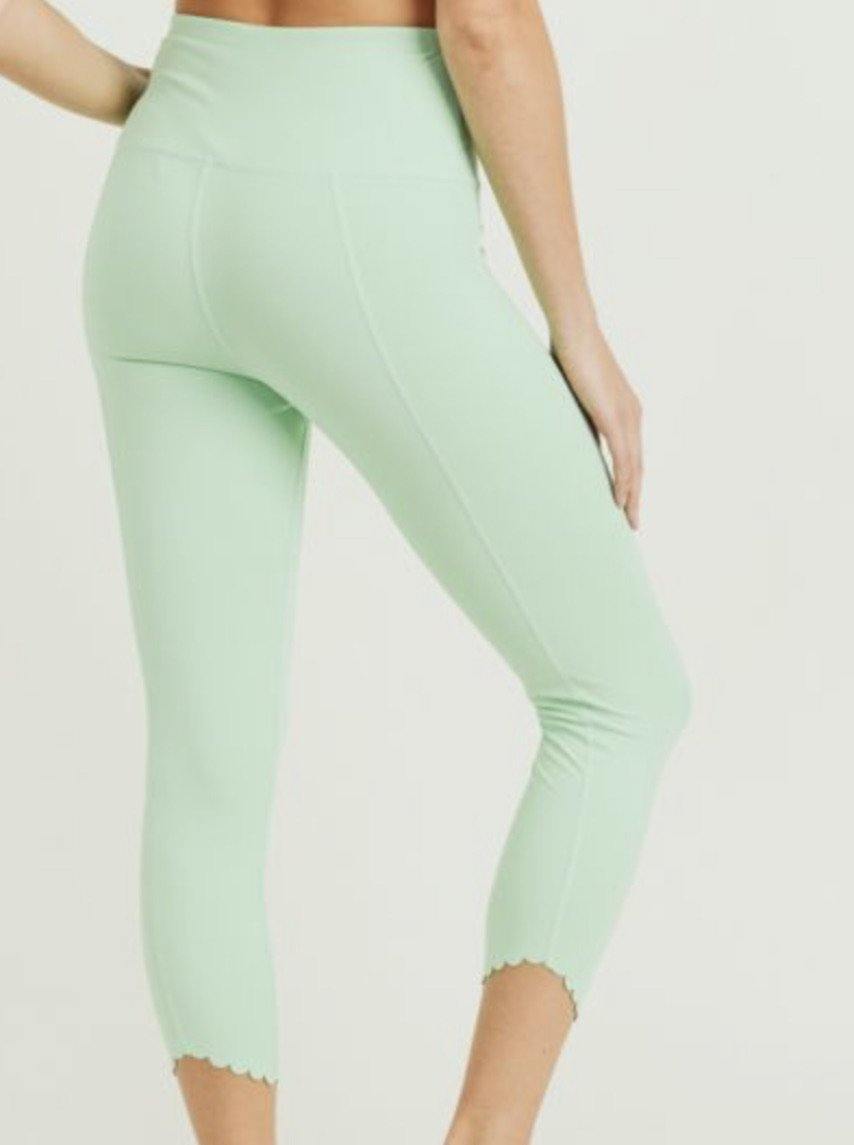 Mint Scallop Highwaist Legging - She's Bae Boutique