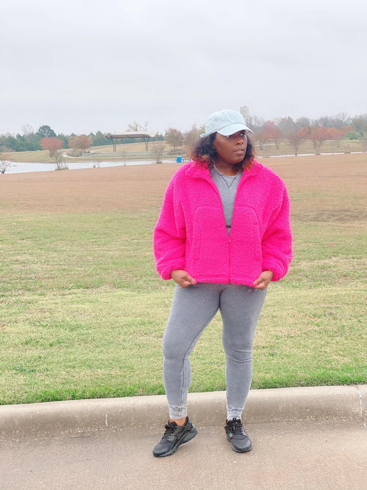 Hot Pink Teddy Bear Sherpa - She's Bae Boutique