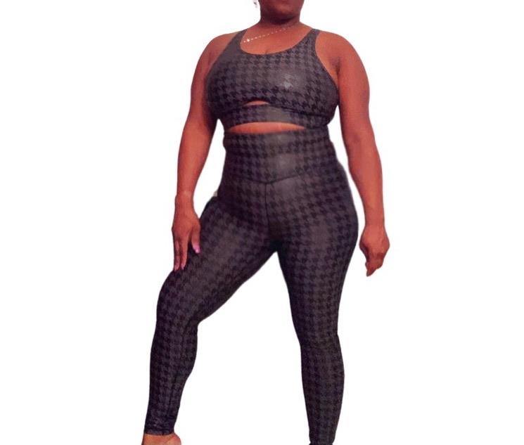 Houndstooth Foil Print  2PC Set - She's Bae Boutique