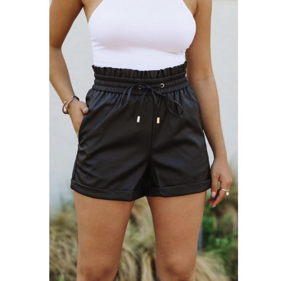 Black Vegan Leather Short